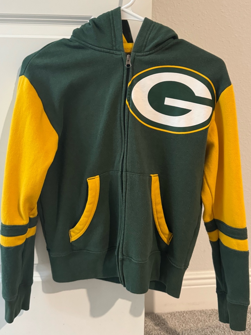 NFL Green and Yellow Kids Hooded Zip-Up Jacket with Team Logo